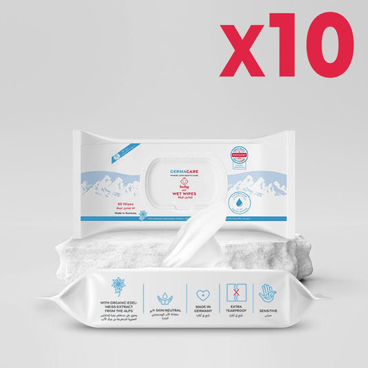 Baby Wet Wipes Set | 10 x 60 Sheets - GermaCare UAE