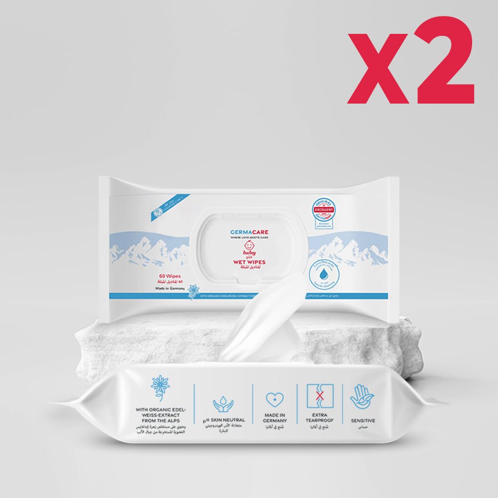 Baby Wet Wipes Set | 2 x 60 Sheets - GermaCare UAE